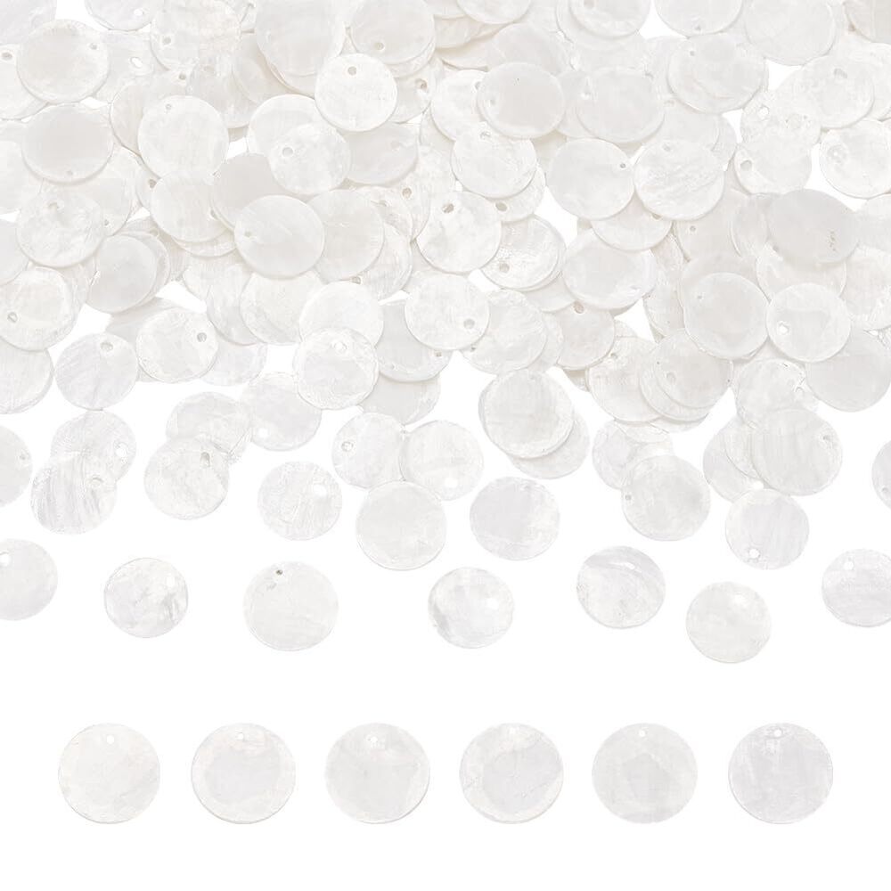 6865 about 200Pcs Shell Charms White Capiz Shells Charms 15mm Flat Round